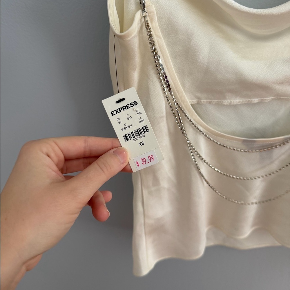 Express Cream Tank Top Open Back - Picture 5 of 5
